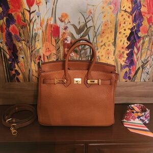 Brown 25cm top handle satchel